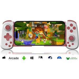 arVin Mobile Gaming Controller for Android/iPhone/iPad/Tablet/PC/Switch/PS3/PS4, Wireless Gamepad with Hall Effect Joystick/Turbo/6-axis Gyro/Vibration/Play Xbox Cloud Gaming/PS Remote Play/Steam Link (Standard Version(D6), White&Red)