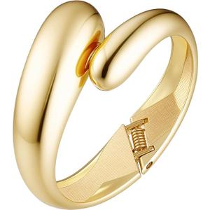 Gold/Silver Polished Chunky Bangle Bracelet for Women, Wide Twisted Cuff Hinged Bangle Waterdrop Teardrop, Minimalist Bangle Trendy Jewelry Gifts