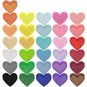 62 Pcs Colorful Embroidered Iron On Heart Patches, Sew/Iron On Heart Applique Patch, for Clothes Hats Jeans Backpacks Shoes DIY Repair Decoration (multicolor)
