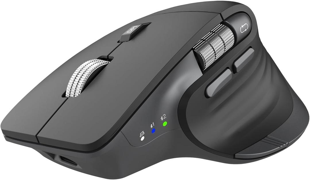 CITLLA Wireless Bluetooth Mouse, Ergonomic Rechargeable Silent Mouse with Multi-Device, Adjustable DPI, Flying Scroll & Thumb Wheel, Bluetooth Mice for Laptop, Computer, Tablet, Smartphone (Black)