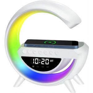 G-Type Wireless Charging Light,Wireless Charging Clock Alarm LED Desk Lamp All-in-One Machine, Suitable for Colored Environmental Lights in Bedrooms, Offices, and Homes