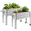 Land Guard 2 Pack Galvanized Raised Garden Bed with Legs & Wheels, 361232in Metal Elevated Raised Planter Box for Backyard, Patio, Balcony, 300lb Capacity, Silver