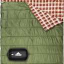 Cotton Flannel Double Sleeping Bag for Camping, Backpacking Or Hiking. Queen-size 2 Person Waterproof Sleeping Bag for Adults Or Teens. Lightweight with a Compression Sack