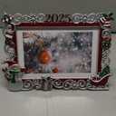 2025 Christmas Decorations Picture Frame 6x4 Snowflake Christmas Metal Photo Display Photo Frames with High Definition Glass Front Gift Ideas Tabletop Home Decorative (Snowman Sleigh 2025)