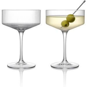 LEMONSODA Clear Martini Coupe Glasses - Classic Barware for Espresso Martini, Manhattan, Cosmopolitan – Handcrafted Luxury Glassware for Home Entertaining (Clear 6.5oz, Set of 3)