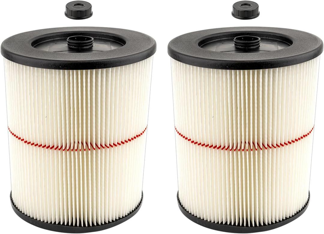 (2 Pack) 17816 9-17816 Red Stripe Vacuum Cartridge Filter for Craftsman 17816 Wet Dry Vacuum Models 5, 6, 8, 12, and 16 32 Gal. Vacuums, 917816 HEPA Filters for Craftsman Shop Vac, Filter Accessories
