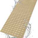 BEMISO Shower Mat Non Slip Bathtub Mat with Suction Cups and Drain Holes 37.4 x15.7 Inch Bath Mat for Tub & Shower.Easy Dry,Easy to Cut,Eco-Friendly (Brown)