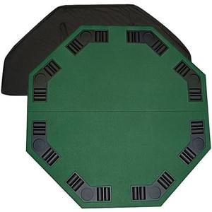 Brybelly 48" Green Octagon Folding Poker and Blackjack Table Top with Carrying Case