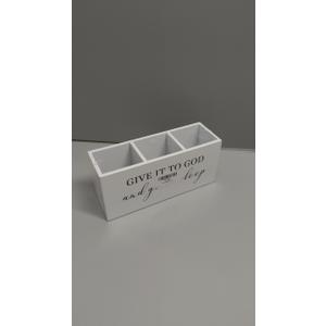 Positive Black Pen Holder for Desk, Inspirational Desk Decor, Funny Gifts for Coworkers Women Men Wooden Pen Pencil Holder Organizer for Office Accessories (Give it to God and Go to Sleep-