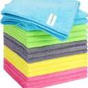 Forggon 15pcs Microfiber Cleaning Cloth Lint Free, Absorbent, Streak Free, Non-Abrasive, Reusable and WashableCleaning Towels with 5 Color Assorted,11.5"X11.5"(Green/Blue/Yellow/Pink/Grey)
