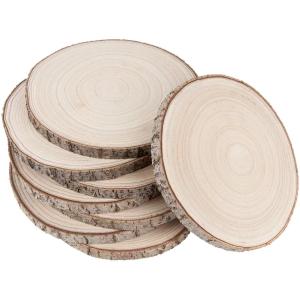 Maputune 8 Pcs 11-12 in Large Unfinished Wood Slices for Centerpieces, Natural Rustic Wooden Plate for DIY Craft, Round Wood Chips for Signage Painting Wedding Party Christmas Decor