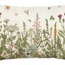 AVOIN colorlife Wildflowers Fall Throw Pillow Cover, 12 x 20 Inch Flower Cushion Case Decoration for Sofa Couch (Beige)