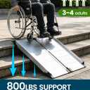4 Feet Wheelchair Ramp - Portable Folding Threshold Wheel Chair Ramp - Non-Skid Aluminum Handicap Ramps for Home Steps, Stairs, Entry, 800LBS Capacity, HDB-439C
