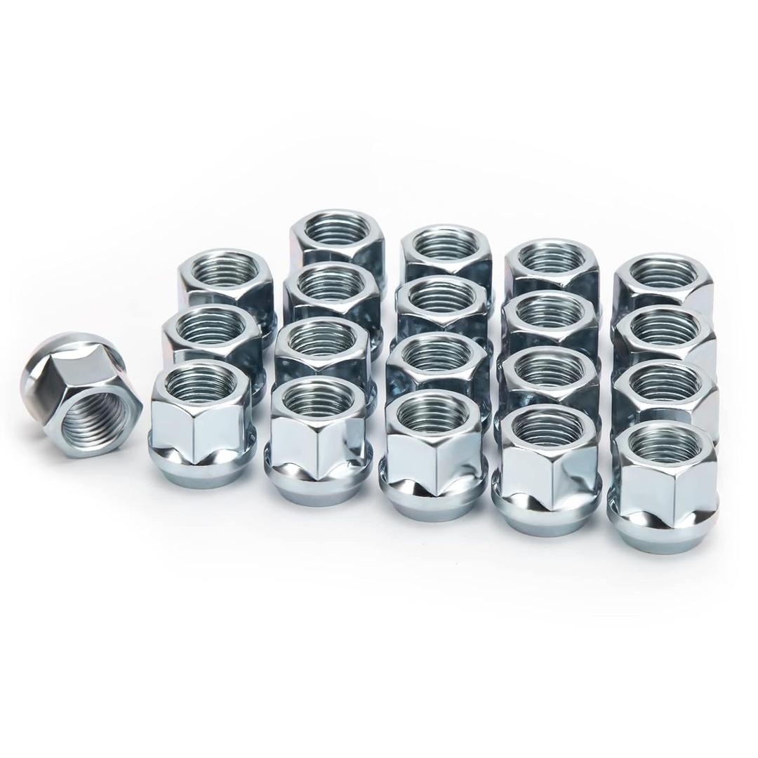 KSP 20pcs M12X1.5 Open End Bulge Acorn Lug Nuts for Aftermarket Wheels, 12x1.5 Lug Nuts Fit for Hond-a Accord Civic Hummer H3, Chrome 3/4"（19mm） Hex 0.83"(21mm) Height 60° Conical Seat Lugnuts