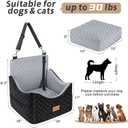 JOEJOY Elevated Dog Car Seat for Small/Medium Dogs up to 35 lbs, Memory Foam Booster Seat with Detachable Washable Cover, Travel-Safe Car Bed with Safety Belts & Storage Pockets, Grey