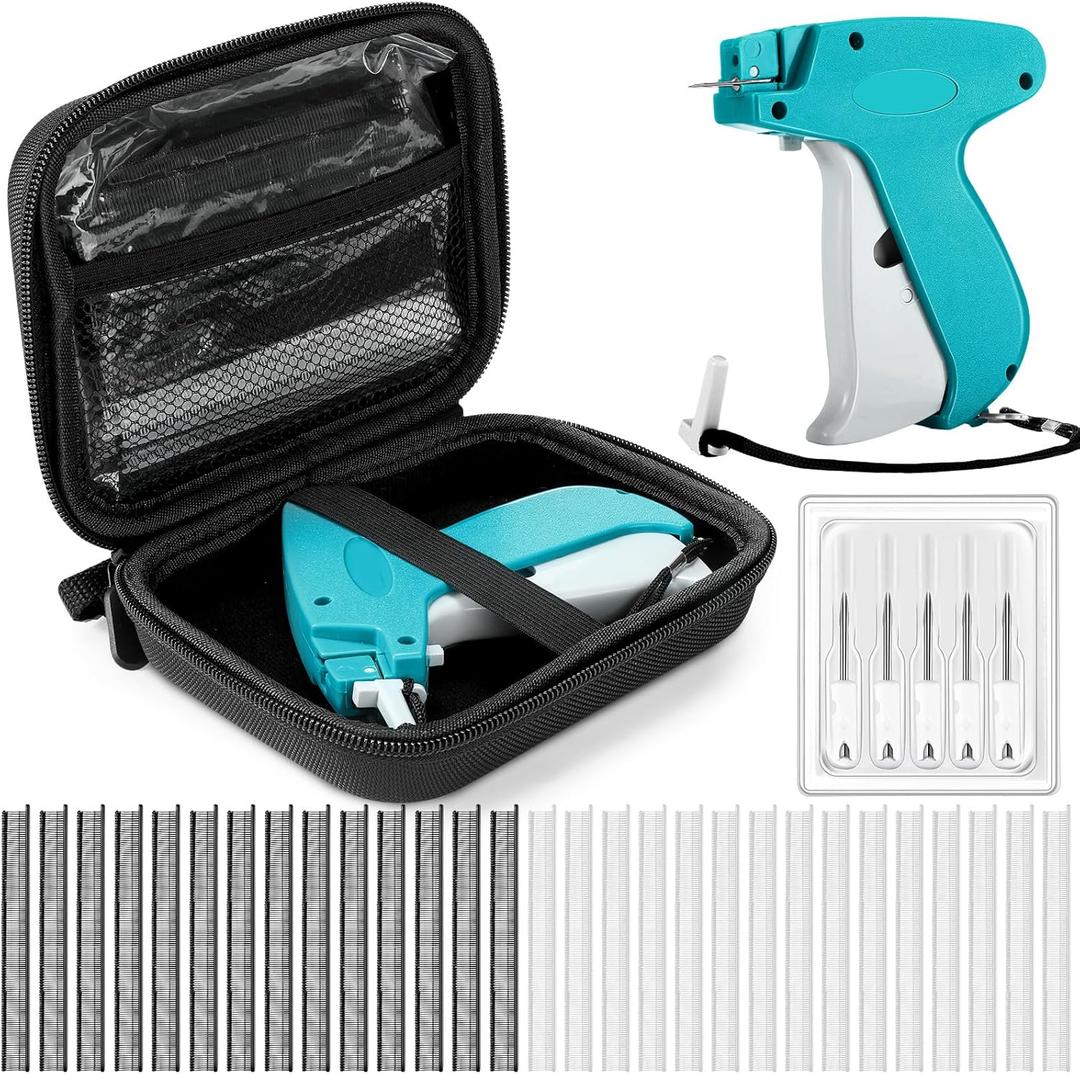 Lasnten 3007 Pcs Quick Clothing Fixer Kit with Fine Needle Stitch Gun for Clothes Storage Case 5 Needles 1500 Black 1500 White Quick Stitch Sewing Hemming Gun for Home Shops Warehouse(Green)