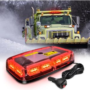Nilight 12 Inch Roof Top Strobe Lights 48LED Hazard Light Emergency Safety Warning LED Flashing Bar Magnetic Mount 12V 24V Cars Trucks Tractors Snow Plows Construction Vehicles (Red)