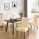 MOSAYT 100% Waterproof Dining Room Chair Covers Set of 6, Super Fit Stretch Jacquard Parson Chairs Slipcovers Removable Washable Chair Seat Protectors for Home, Kitchen, Banquet (Beige)