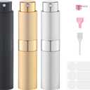 Fusupak Perfume Atomizer Travel Bottle Refillable: Cologne Sprayer Portable for Men - Mini Spray Empty for Refill - 8ml Small Size Gold (Black,gold,silver)