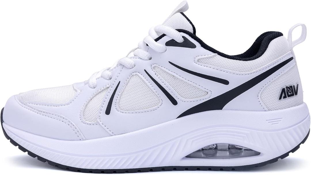 Women's Walking Shoes with Arch Support Plantar Fasciitis Pain Relief Athletic Orthotic Tennis Sneakers Supportive for Gym Workout US 8.5 (White/Black)