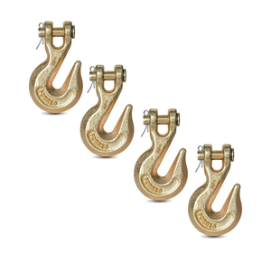 5/16"" Clevis Grab Hooks (4 Pack) Heavy Duty Chain Hook for 5/16 Inch Grade 70 Chain Forged Alloy Steel- for Trailer Truck Transport - Yellow Chromate Finish - 5,400 lbs