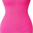 OLCHEE Womens Mini Tank Dresses Ribbed Sleeveless Square Neck Bodycon Sundress Summer Casual Sexy Party Club Cocktail 2023 (Pink, S)