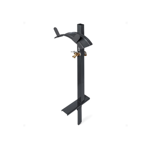 Aqua Joe Steel Garden Hose Stand with Brass Faucet and Quick-Install Anchor Base - Heavy-Duty Freestanding Holder for Outdoor Lawn, Yard & Garden Hose Storage, SJ-SHSBB-GRY