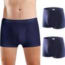 Incontinence Underwear for Men Washable Mens Incontinence Underwear Reusable Modal Seamless Mens Urinary Incontinence Boxer Briefs Underwear with Front Absorbent Area, 2 Pack (Blue, Medium)