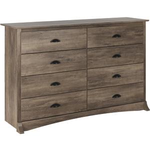 Prepac Sonoma 8 Drawer Double Dresser for Bedroom, Wide Chest of Drawers, Bedroom Furniture, Clothes Storage and Organizer, 17.25" D x 59" W x 37" H, Drifted Gray