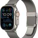 Stainless Steel Magnetic Milanese Loop for Apple Watch Band 49mm 46mm 45mm 44mm 42mm 41mm 40mm 38mm Men and Women, Magnetic Metal Watch Strap for iWatch Series 10/9/8/7/6/5/4/3 Ultra 2 1 (Titanium)