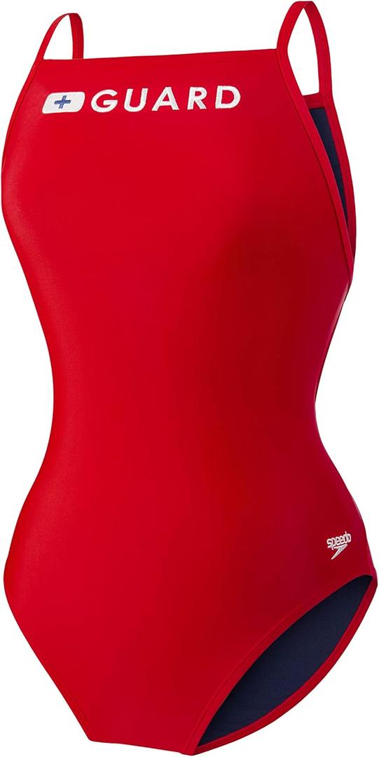 Speedo Women's Standard Guard Swimsuit One Piece, Cross Back Red, 30