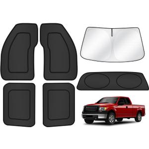 T TGBROS Windshield Sun Shade for Ford F150 2009 2010 2011 2012 2013 2014 Car Window Shades Thicken UV Block and Blackout Privacy Foldable Sunshades 6PCS Accessories Keep Cool Sun Visor Covers