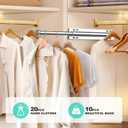 Valet Rod for Closet Retractable, 13.4"-23.2" Pull Out Clothes Hanger Rail, Heavy Duty Alloy Steel Side Mount Wardrobe Bar, Adjustable Organizer Rack for Laundry Room, Bathroom, Entrance (Nickel)