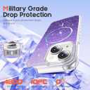 Compatible with iPhone 13 Case & iPhone 14 Case Magnetic Glitter iPhone 13 & 14 Phone Cases 6.1" with Curly Wavy Frame Design [Bling & Cute][Compatible with Mag-Safe],Purple