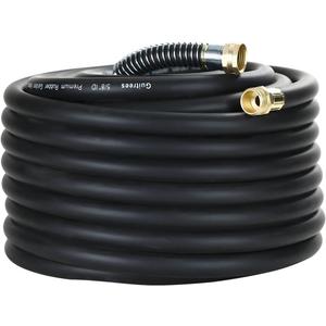 Guitrees 75FT 5/8 Heavy Duty Rubber Garden Hose - 300psi Working, 1000psi Burst - Hot/Cold Water - Five-Layered Braiding for Durability - Versatile for Gardening, Agriculture, Construction(Black)