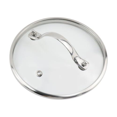 Risbay Universal Lids for Pots, Pans and Skillets, 6 Inch Pan Lid, Round Tempered Versatile Glass Pot Lids, Replacement Pan Cover for Wok, Frying, Crock Pot Lid Type-2, 1 PCS(Silver)