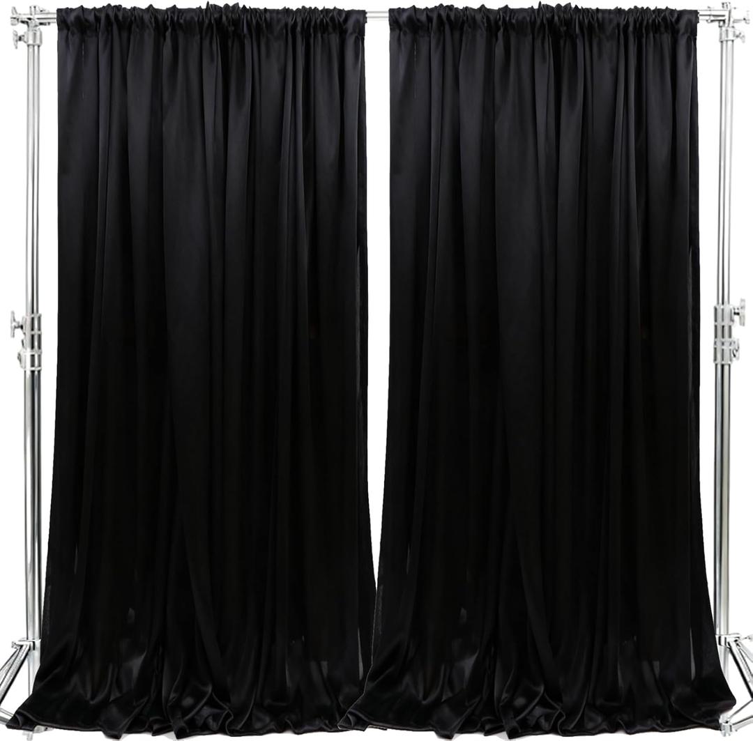 10x10FT Photo Stage Backdrop 2 Panels Curtains Drapes for Photography and Party (Black)