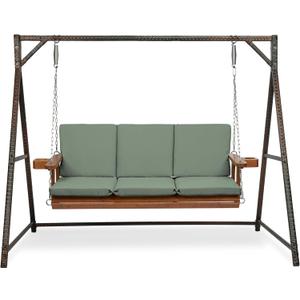 Arden earthFIBER Indoor/Outdoor Swing Cushion Set, 56 x 20, Water Repellent, Fade Resistant, Cushion Set for Swing or Bench Sage Green Texture