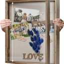 Shadow Box 13x16 Display Linen Background and 8 Stick Pins Solid Wood Memory Box Display Case for Photo, Sports Memorabilia, Awards, Medals, and Tickets