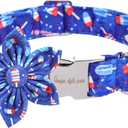 Unique style paws Independence Day Flag Dog Collar, Best for Small Medium Large Boys Girls Dogs (XL, ice flag flower)
