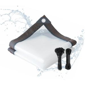 Vandham Clear Tarp, 1020FT Plastic Tarps Heavy Duty Waterproof with Grommets, Rain Cover for Patio, Porch, Greenhouse, Chicken Coop Outside