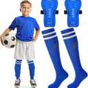Syhood Soccer Shin Guards and Socks for Toddler Kids Youth, Lightweight Soccer Shin Pads Protective Defender Gear for 3-5, 5-10, 10-15 Years Old Children Teen Boys Girls Sports Game(S Size, Blue)