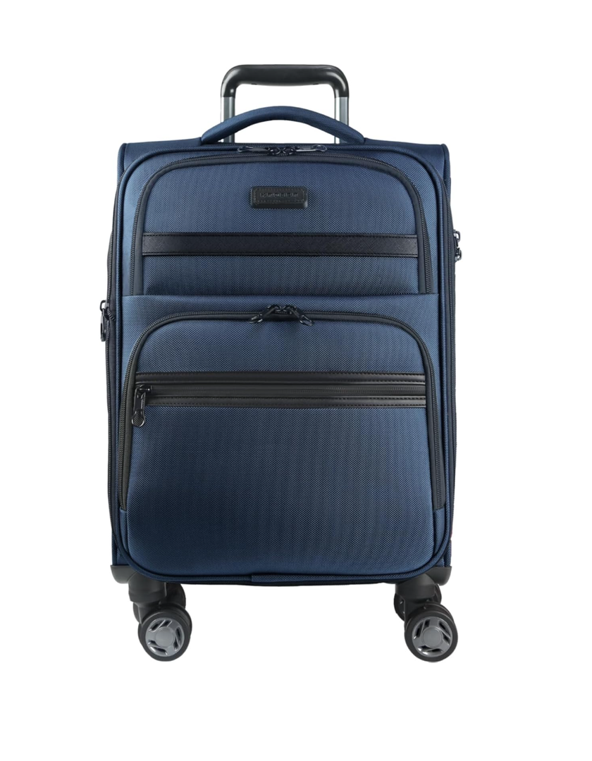 KROSER Softside Expandable Carry On Luggage with Spinner Wheels & Built-in TSA Lock, Durable Suitcase Rolling Luggage with USB Port, Carry-On 20-Inch, Haze Blue