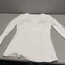 ANRABESS Women Long Sleeve Shirts Built-in Bra Crewneck Rib Knit Slim Fit Basic Tee Tops 2025 Fall Casual T-Shirt Base Layer White Medium
