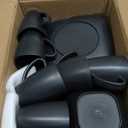 Teivio 32-piece Plastic Kitchen Wheat Straw Square Dinnerware Sets,Service for 8, Unbreakable Dinner Plates, Salad Plates, Snack Bowls, Mugs,Dishwasher Safe,Camping Dishes,Black