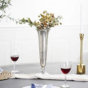 Deco 79 Aluminum Metal Decorative Vase Fluted Centerpiece Vase, Flower Vase for Home Decoration 5" x 5" x 14", Silver