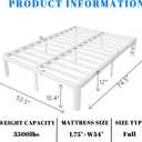 12 Inch White Full Size Bed Frame with Baffles, Metal Full Bed Frame No Box Spring Need, Heavy Duty Steel Platform Support, Reserved Holes, Round Corner Legs, Storage Space, Noiseless