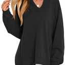 ANRABESS Women's Oversized Sweatshirts Long Sleeve Tunic Shirts V Neck Loose Pullover Tops 2026 Spring Teen Girls Outfit XL