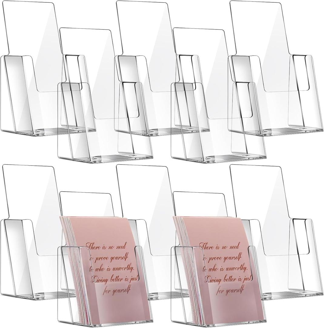 Yookeer 10 Packs Acrylic Brochure Holder Countertop Literature Holder Plastic Trifold Pamphlet Organizer Flyer Display Stand for Magazine, Booklets, Pamphlet, Journals, Menu
