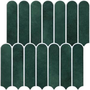 Commomy Matte Peel and Stick Backsplash - 10 Sheets of 11.8" x 11.8" - 3D Green Peel and Stick Tile for Kitchen and Bathroom Matte PVC Wall Tiles Interior Renters,RV,Bedroom,Living Room